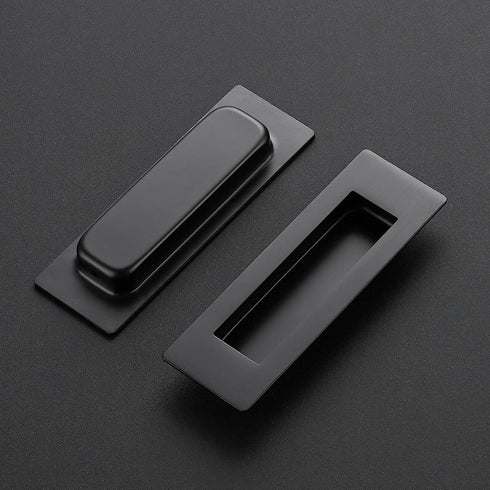 Ravinte 4 Pack Black Sliding Closet Door Handles Black Flush Pulls 5.9in Length Recessed Finger Pulls for Sliding Barn Door Sqaure Cabinet Pulls Stainless Steel by Ravinte