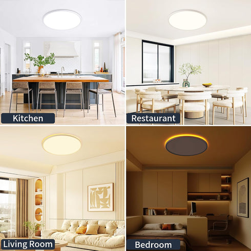 11 Inch 24W 2400LM, Dimmable 3000K/4000K/6500K Flush Mount Ceiling Light with Night Light, LED Ceiling Lights Fixture