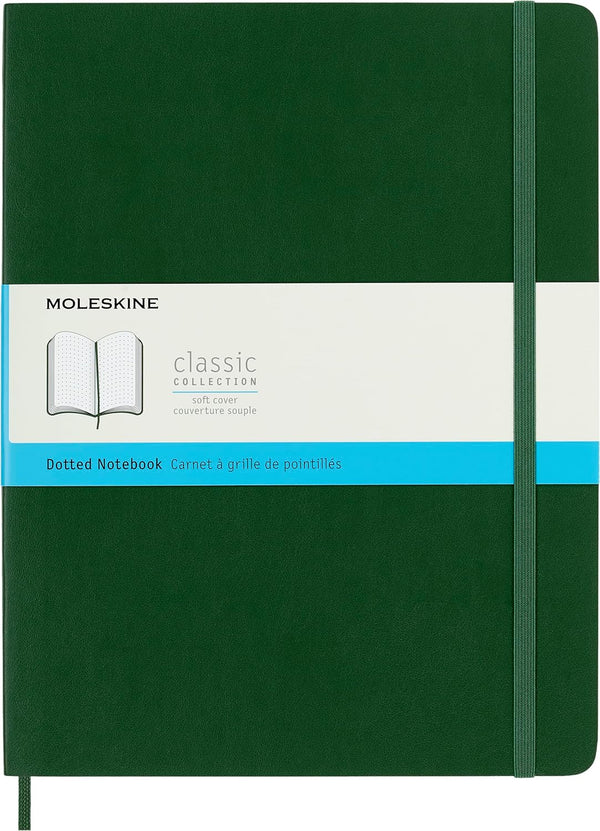 Moleskine Classic Notebook, Soft Cover, XL (7.5" x 9.5"), Dotted, Myrtle Green, 192 Pages