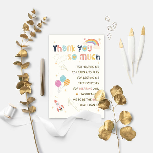 YIWANSIN Thank You Card Gift for Teacher, Preschool Teacher Appreciation Card from Parents, End of Year Thank You Gift