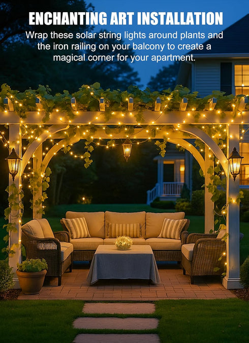 2 Packs 66Ft 200 8 Brightown Solar String Lights, Total LED Solar Fairy Lights with Modes, Waterproof Solar Lights