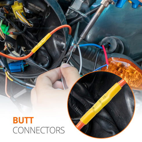 Wirefy 50 PCS Heat Shrink Butt Connectors, Yellow 12-10 AWG - Marine Grade Electrical Waterproof Connectors