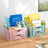 Marbrasse Mesh Desk Organizer with 2 Drawer, Multi-Functional Pen Holder for Office Art Supplies (Blue)