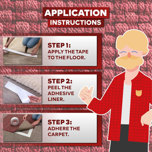 XFasten Carpet Tape for Hardwood Floors - 2”x10yds No Residue Heavy Duty Double Sided Rug Tape