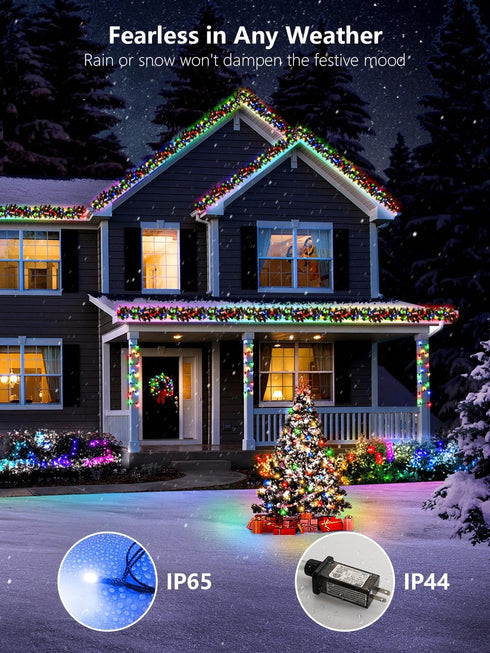 300 100FT 8 LED String Lights Outdoor, Multicolor Christmas Lights for Outside with Remote, Timer Memory Function