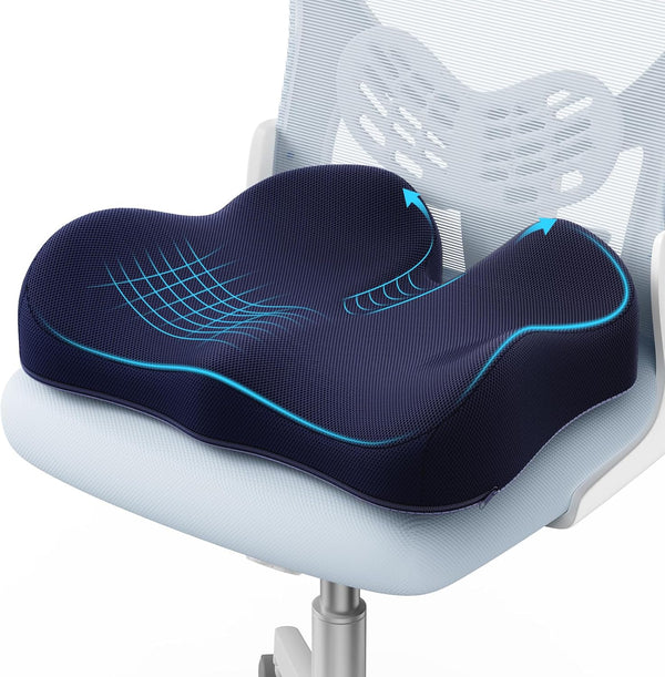 A-Pce Ergonomic Seat Cushion -Large Memory Foam Cushion for Office Chair- Sciatica