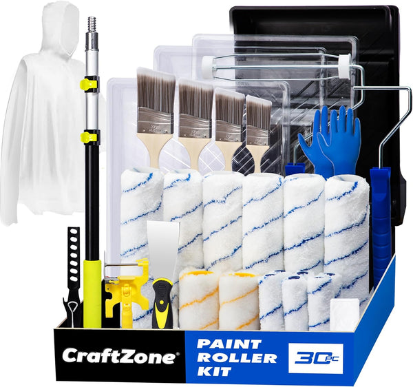 30PCS Paint Roller Kit with Extension Pole-2 to 4 FT,Wall Painting Supplies