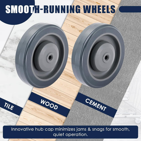 5" 4 Pack MAOPINER Shopping Cart Wheel Replacement Kit, Caster Wheels, Heavy Duty Stem Caster Wheels, Cart Wheels