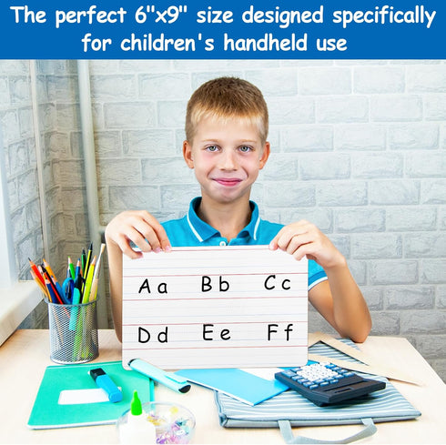 Dry Erase Lapboards with Lines, Pack of 18, 6 x 9 inch Double Sided White Boards with 18 Pens, 18 Erasers