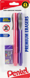 Pentel 3 Eraser Pack - 2 Clic Erasers, 1 Small Block Eraser