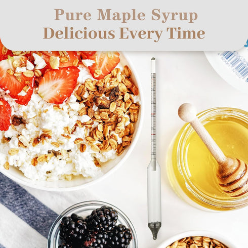 Maple Syrup Hydrometer, Baume and Brix Scale Density Kit for Measuring Sugar and Moisture Content of Boiled Sap