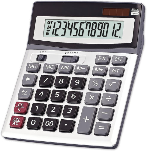 OFFIDIX Large Key Calculators, Office Desktop Calculator, Dual Power Electronic, 12 Digit Large LCD Display for Daily