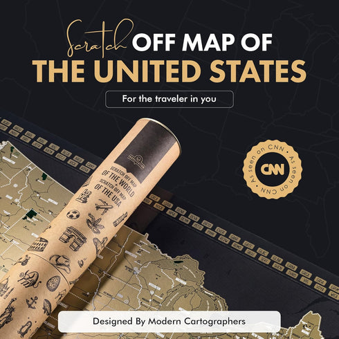 Scratch Off Map of United States, 24" x 17" Frameable USA Scratch Map with National Parks and Vibrant Colors