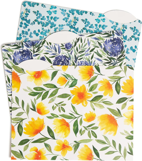 U Brands Handmade Florals File Folders - Office Supplies, 1/3-Cut Tabs in Assorted Positions, Letter Size, White with
