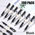 Spakon 200 Pieces Retractable Ballpoint Pens - Bulk Medium Point, 0.5mm Refillable Ink Pens for Office (Black)