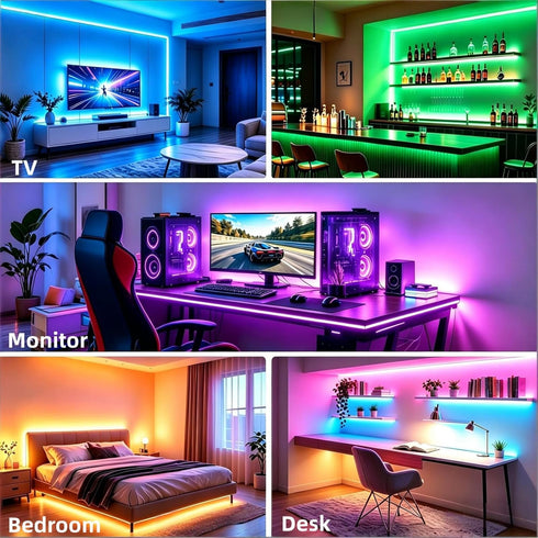 MORIACC 13.1ft 32-65 Inch LED Lights for TV, Behind TV Backlight for TV, Music Sync Strip Lights with APP and Remote