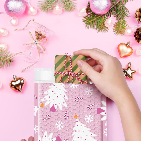 Metronic 50 Pack Bubble Mailers 6x10 Inch, Cute Waterproof Padded Envelopes for Shipping Christmas Gifts, Jewelry,