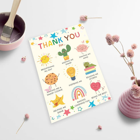 Cheeklee Thank You Card for Teacher, Cute Teacher Appreciation Card Gift from Kids or Parents, End of Year Thank You