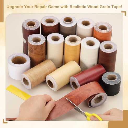 4.7x33', PATIKIL Wood Grain Repair Tape Self Adhesive Realistic Textured Repair Patch Peel and Stick Wood Tape