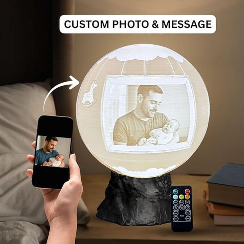 Its a Boy Moon Lamp Personalized Baby Boy Night Light with Custom Text & Photo | Newborn Gift, Nursery Decor, Baby