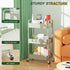 LEHOM 3 Tier Rolling Storage Cart - Metal Trolley Utility Cart with Wheels & Hooks for Bathroom Kitchen Office Bedroom