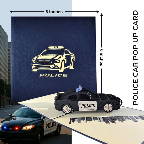 iGifts And Cards Police Car 3D Pop-Up Greeting Card, 6" x 6", Thoughtful Gift for Cops, First Responders