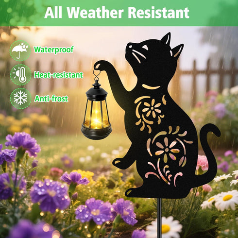 Solar Cat Hanging Lantern Outdoor, Black Cat Solar Lights, Cat Lover Gifts for Women Mom Grandma Birthday,Mother's