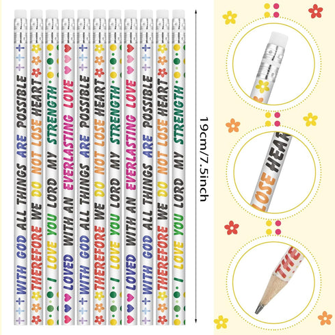 Sinmoe 100 Pcs Bible Verse Pencils, Colorful Religious Christian Motivational Gifts for Kids