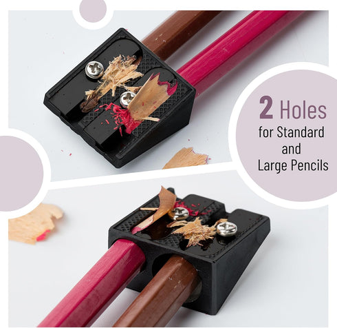 Mr. Pen Handheld Metal Pencil Sharpener with 2 Holes, Pack of 6, Black, Manual Pencil Sharpeners