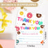 HMJKL 20 Pack (06) Donut Thank You Cards Fill in the Blank, Sweet Donut Thank You Notes for Kids, Roller Skate Thank