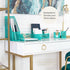 BLU MONACO 6 Piece Dark Teal Desk Organizer Set - Teal Desk Accessories for Women, Desktop Organization
