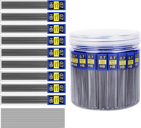 Morepack 840 Pieces 0.7 mm HB Lead Refills, Break Resistant Mechanical Pencil Refills, 70 Tubes