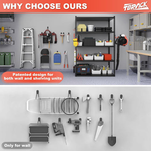 15 TORACK PCS Garage Storage System Hooks, Shelving Hooks for Keyhole Shelving Units Wall Mount Utility Hooks