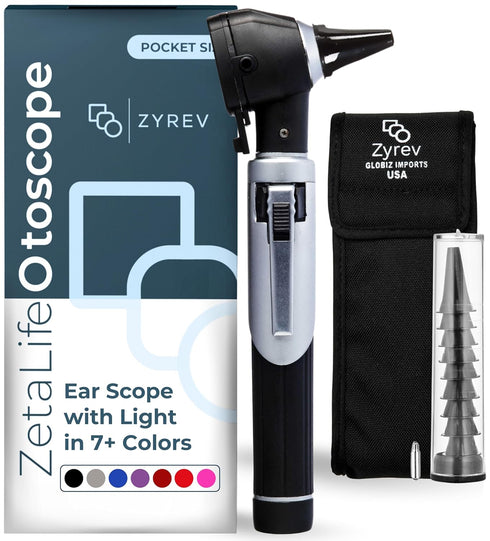 Zyrev ZetaLife Otoscope - Pocket Size Ear Scope with Light for Ear Infection Detection (Black Color)