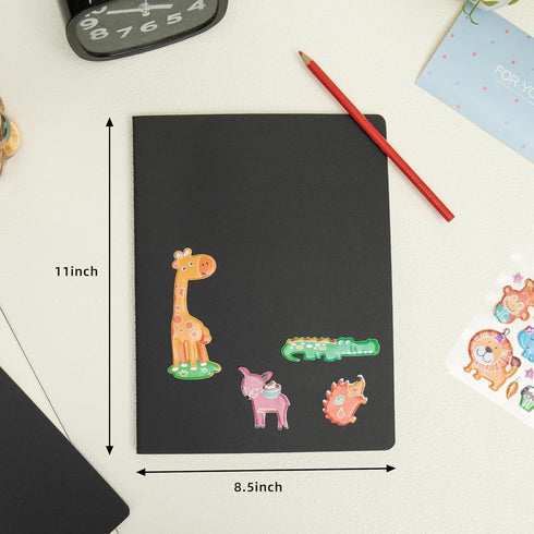 Large Notebook Journals Bulk, 12 Pack A4 Size, Black Cover, 60 Unlined Pages, 8.5x11 inch, 80GSM Paper