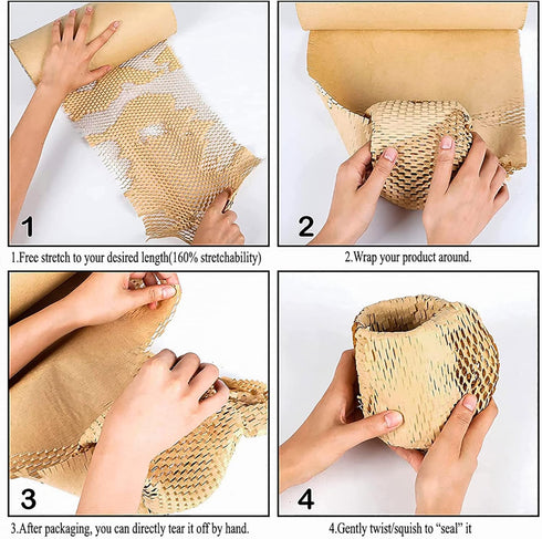 Honeycomb Packing Paper Wrap 15"x131' Sustainable Alternative to Bubble Wrap for Moving/Shipping/Packing Roll