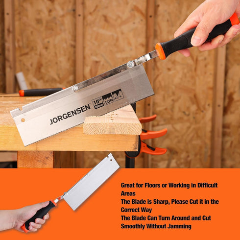 JORGENSEN 10" Dovetail Reversible Saw, Professional Jamb Saw with 13TPI Double Ground Teeth for Tile Installation