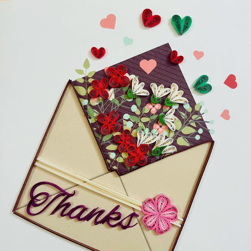Quilling Cards, Thank You Card, Grateful Thankful Card Flower for Him, Her, Friend, Boss, Mom, Dad with Thank you