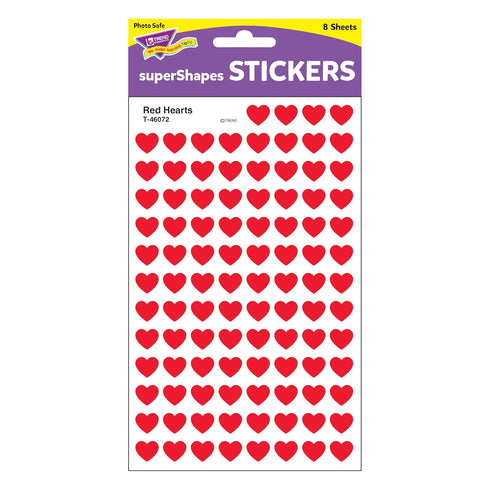 Trend Red Hearts superShapes Stickers, 800 Count Classroom Incentives