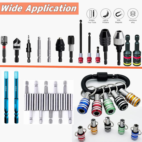 Bit Holder Keychain - 1/4 inch Hex Shank Screwdriver Bits Holder Extension Bar (5PCS)