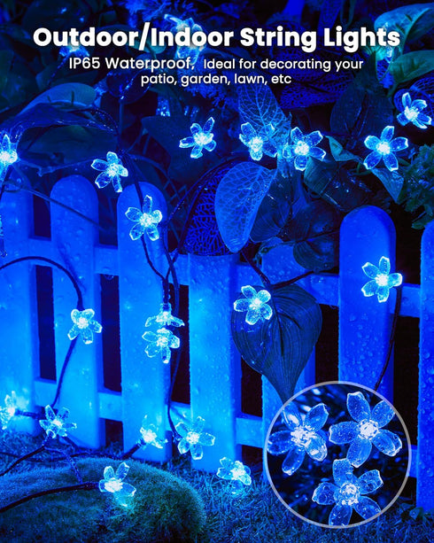 60 Brightown LED Solar Flower String Lights for Outside Waterproof Fairy Lights for Garden Yard Fence Patio Christmas