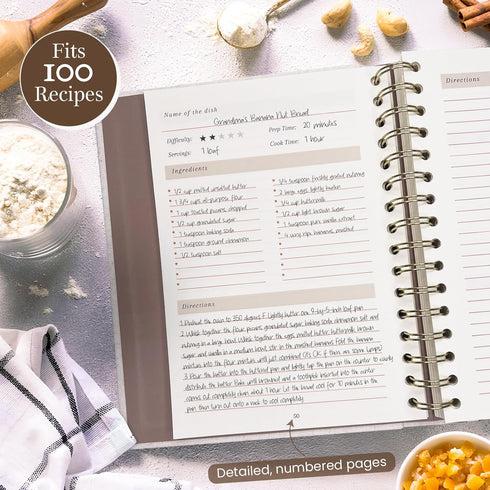 Blank Recipe Notebook: Linen Hardcover Cookbook to Organize Your Recipes, 200 Page Recipe Journal