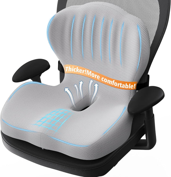 Benazcap Memory Foam Seat Cushion with Lumbar Support Pillow for Office Chair,
