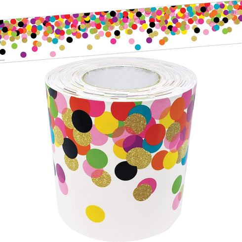 Teacher Created Resources Confetti Straight Rolled Border Trim, 50ft for Bulletin Boards, Walls, Classrooms, Offices