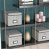Huolewa Upgraded Collapsible File Storage Organizer Boxes with Lids, Portable Large Linen Filing Storage Boxes (Grey) -