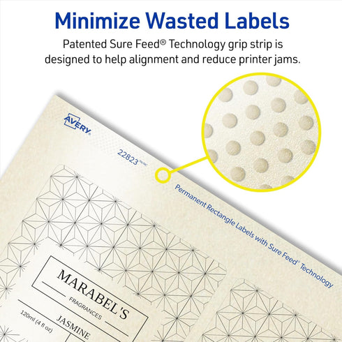 Avery Printable Blank Rectangle Labels, 3" x 3.75", Pearlized Ivory, 48 Labels (22823)