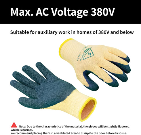Electrical Insulated Gloves, 400V High Voltage Resistance Electrician Safety Gloves, Rubber Non-Slip