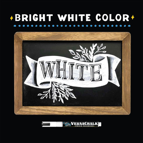 VersaChalk White Liquid Chalk Markers - Set of 4 with 3mm Tip for Creative Writing and Art