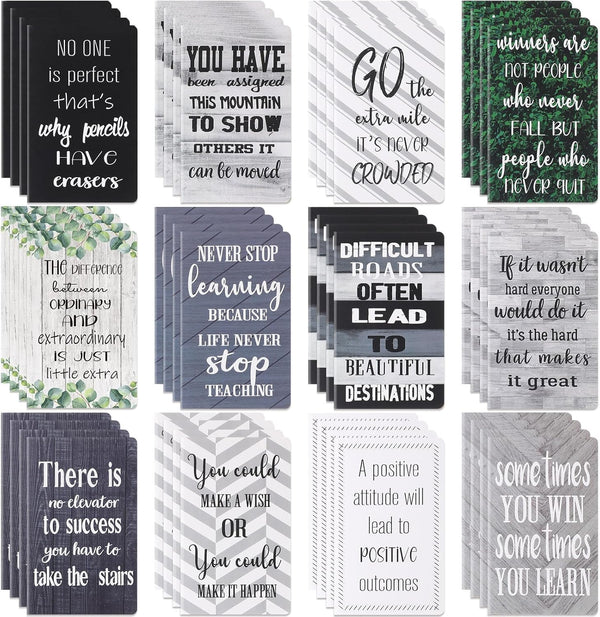 Inspirational Notepads, Mini Motivational Notebook, Small Pocket Journal, 12 Styles, 48 Pieces