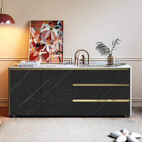 Stickyart Pietra Black Marble Contact Paper for Cabinets and Drawers Removable Premium Wallpaper Peel and Stick Marble Countertops Waterproof Self Adhesive Marble Contact Paper for Countertops 12x160 by Stickyart